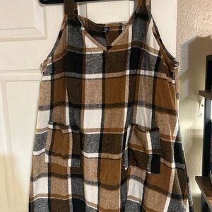 SHEIN Brown and Black Plaid Top